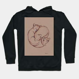 Encircle - Three Sleeping Cats in a Circle Drawing Hoodie